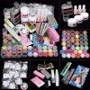 Pannow Nail Art Ongles Kit, Manucure Kit Ongles Conseils Faux Ongles Nail Art Acrylique Poudre Paillettes Décoration Set