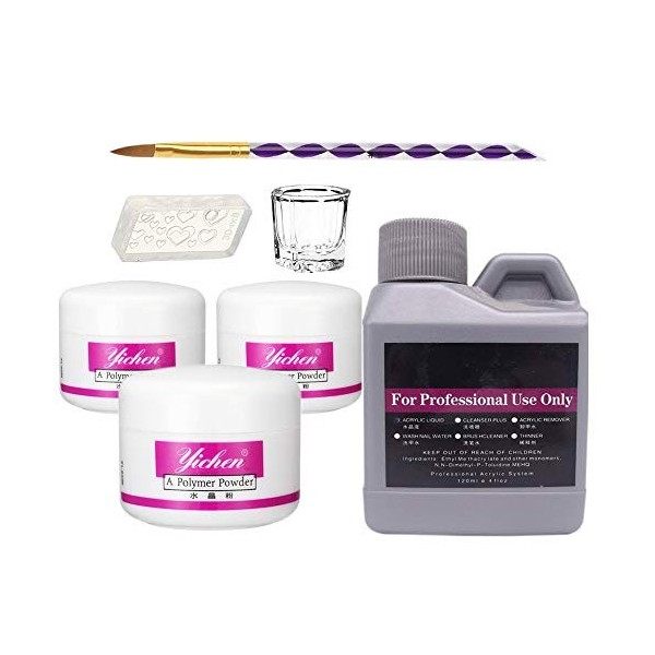 Warm Girl Kit de poudre acrylique et liquide acrylique - 3 couleurs : rose, blanc, transparent - Pour extensions dongles, pi