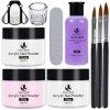 Kit de poudre et de liquide acryliques - 1 Kit d’ongles avec 3 couleurs de poudre - Monomère professionnel - Brosse à ongles 