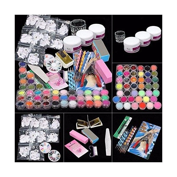 Katpost Nail Art Set Poudre dongle Vernis à ongles Kit Manucure Poudre Acrylique pour Ongles Décoration Nail Art Tips Faux O