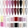 Saviland Acryl Powder For Nails - Set dongles en acrylique de 10 couleurs Série Bourgogne Professionnelle colorée pour lext