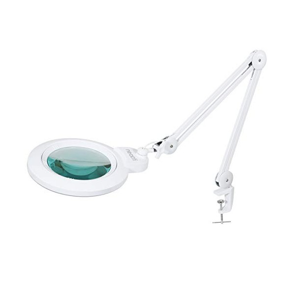 Neatfi XL Lampe loupe bifocale LED avec pince, lentille acrylique 17,78 CM, grossissement 5D/20D, intensité variable, 84 LED 