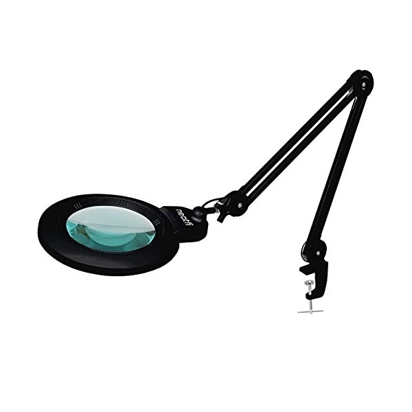 Neatfi XL Lampe loupe bifocale LED avec pince, lentille acrylique 17,78 CM, grossissement 5D/20D, intensité variable, 84 LED 