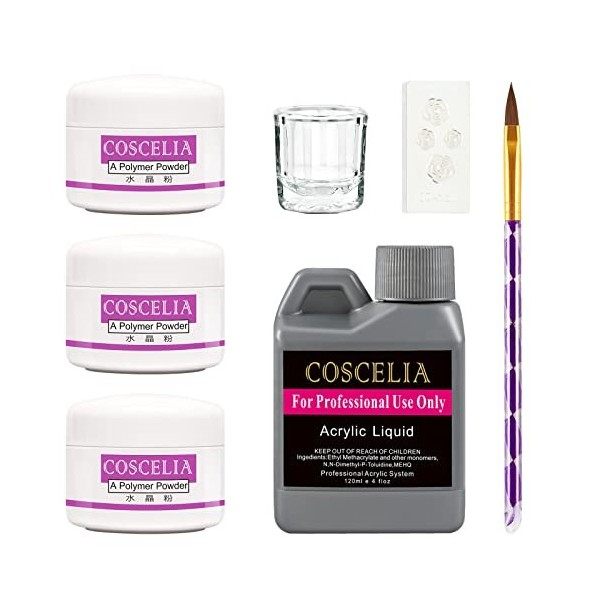 COSCELIA Kit Poudre Acrylique Pour Ongles Kit pour Ongles en Acrylique Poudre Acrylique pour ongles en Acrylique Nail Art MAN