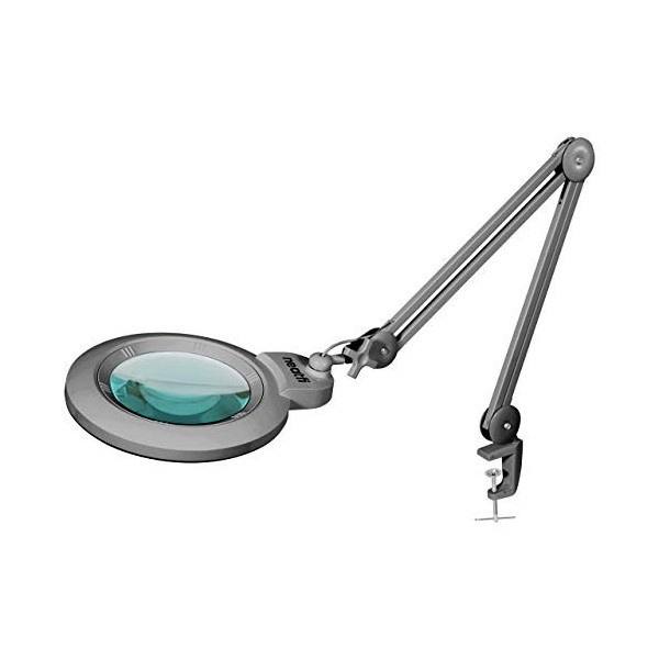 Neatfi XL Lampe loupe bifocale LED avec pince, lentille acrylique 17,78 CM, grossissement 5D/20D, intensité variable, 84 LED 