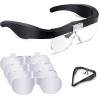 Lunette Loupe avec 2 LED, Frontale Grossissantes Casque Loupe Mains Libres avec 4 Lentilles Amovibles pour Lecture, Bijoutier