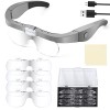 Lunette Loupe avec 2 LED, Frontale Grossissantes Casque Loupe Mains Libres avec 4 Lentilles Amovibles pour Lecture, Bijoutier