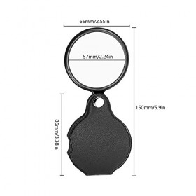 ComPDCVD 3Pcs Mini Loupe de Poche Pliable 5X en Verre Optique avec Étui de Protection Pivotant en Cuir Portatif Verre Grossis