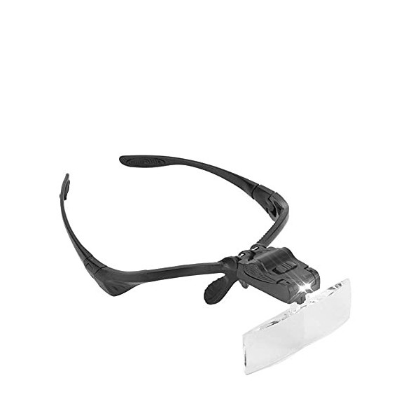 Lunette de Loupe, Bandeau en Verre Grossissantes à éclairage LED, Loupe de Serre-tête de Type de Lunettes avec Une Lampe à 5 