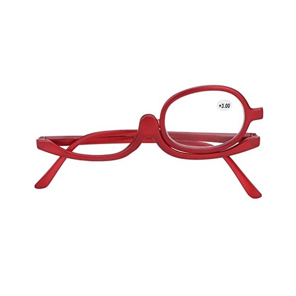 Lunettes de maquillage à lentille unique rotatives pour femme rouge +3.00 