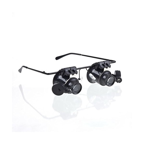 Kabalo 10X 15X 20X 25X LED Magnifier Double Eye Glasses Loupe Lens Jeweler Watch Repair Tool Set - Lunettes Loupe Regarder Ou