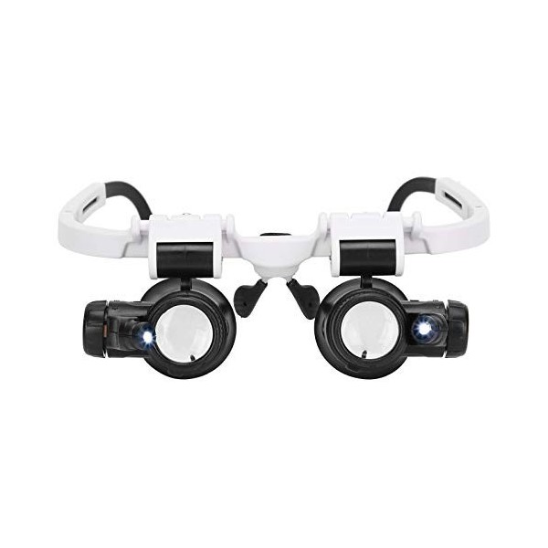 Tête Portant des Lunettes Loupe, Lunette de Précision Avec Éclairage LED Loupe Frontale Avec Différents Grossissements pour l