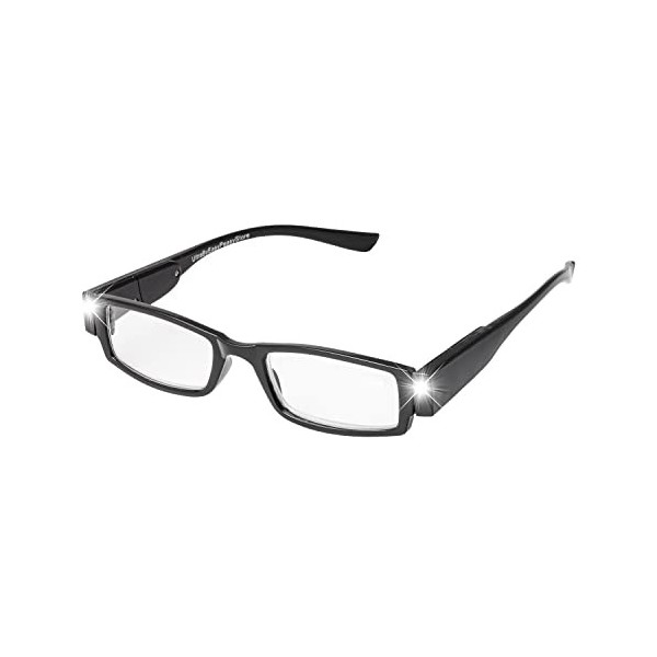 Ultra Fleuri Noir 1.50 Adultes LED Lunettes de Lecture Nuit éclairées Hommes Femmes Presbytie Dioptrie avec Lumières Puissanc