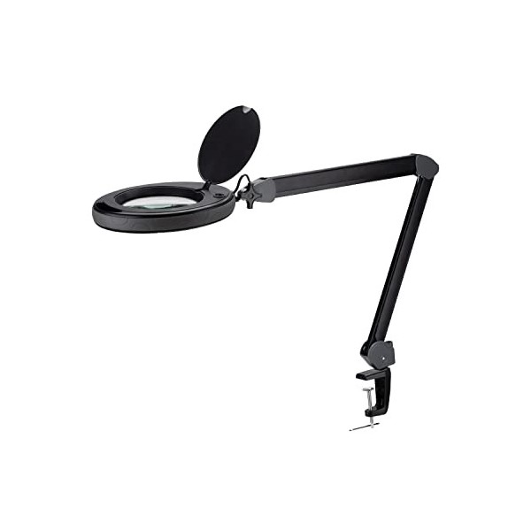 Lumeno Lampe loupe LED, série 851X, noir, Loupe dagrandissement avec 3 ou 5 dioptries, lumière cosmétique pour salon de beau