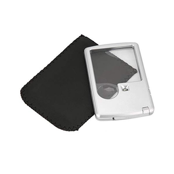 Loupe de Carte de crédit avec lumière LED carrée loupe carrée de Poche 3X 6X lentille avec étui en Cuir pour Lire Les Bijoux 