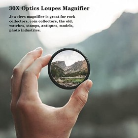 Loupe optique grossissante 30 x portable pour bijoutier, pièces de monnaie, timbres, pierres, pièces de monnaie, montres, loi