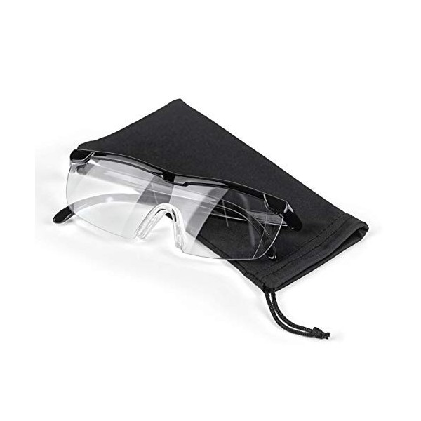 EASYmaxx Lunettes dagrandissement Noir 160% Grossissement IDEAL pour lire et faire des affaires, avec pochette de rangement