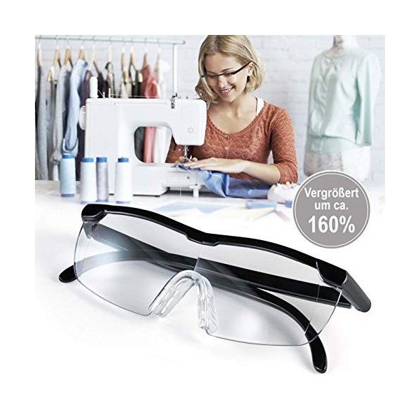 EASYmaxx Lunettes dagrandissement Noir 160% Grossissement IDEAL pour lire et faire des affaires, avec pochette de rangement