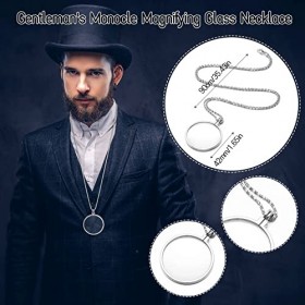 Greoer 5 x monocles dorés avec pendentif loupe, costume de vieil homme pour la lecture, les fêtes costumées, les jeux de rôle