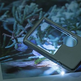 Meichoon UC49 Mini loupe carrée avec éclairage LED et étui en cuir pour collectionneurs de pièces de monnaie