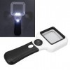 SH-RuiDu Loupe portative portable 5X 45X pour la lecture et lidentification des bijoux avec 3 LED et 1 lampe UV pour les per