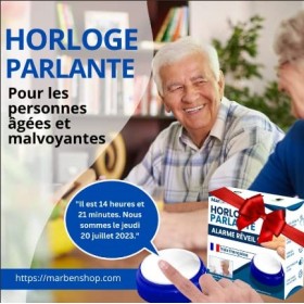 Horloge parlante pour Personnes agées, malvoyants, Alzheimer, préserve lautonomie, idée Cadeau Parents, Grands Parents, Voix