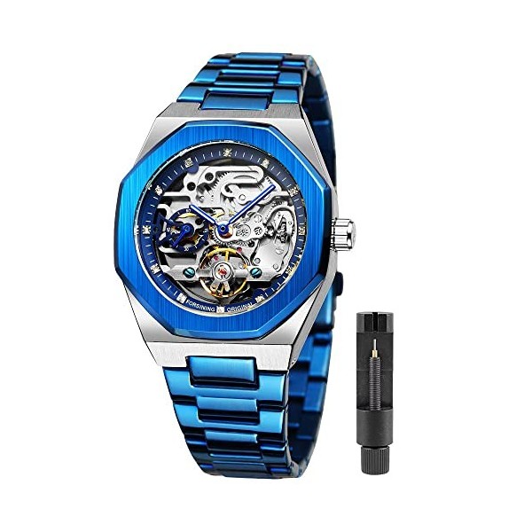 Tiong Montre Automatique pour Hommes Calendrier 3 sous-Cadran Montre mécanique étanche Horloge Masculine