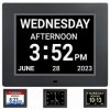 Golony Calendrier numérique 2022 pour personnes âgées, horloge de jour extra large avec 12 alarmes pour malvoyants, perte de 