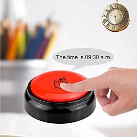 memo24 Réveil à bouton parlant pour aveugles et malvoyants, personnes âgées et souffrant de démence. Voix masculine anglaise 