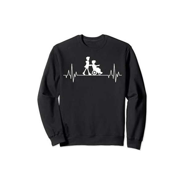 Battement de coeur Infirmière Soignant fauteuil roulant Sweatshirt