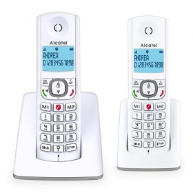 Alcatel F530, téléphone sans fil, avec fonction blocage dappels, mains libres et deux touches de mémoires directes Blanc/Ble