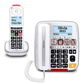 Swissvoice Xtra 3355 Combo, Téléphone Filaire à Grosses Touches avec répondeur et combiné additionnel, Audio Boost, sonneries
