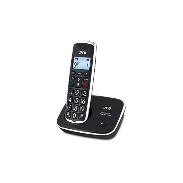 SPC Comfort Kaiser - Téléphone Fixe sans Fil Senior avec Touches et Chiffres XL, Son Extra-amplifié, 2 mémoires directes, rép