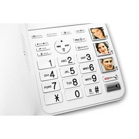 Geemarc CL595 - Téléphone Fixe pour Personnes Âgées avec Volume de Réception Amplifié, Sonnerie Puissante, Grosse Touches et 