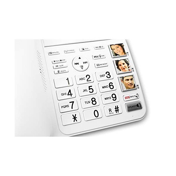 Geemarc CL595 - Téléphone Fixe pour Personnes Âgées avec Volume de Réception Amplifié, Sonnerie Puissante, Grosse Touches et 