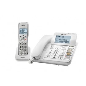 Geemarc Amplidect 595 Combi - Téléphone Filaire Amplifié et Son Combiné Additionnel avec Répondeur, Gros Boutons et Fonction 
