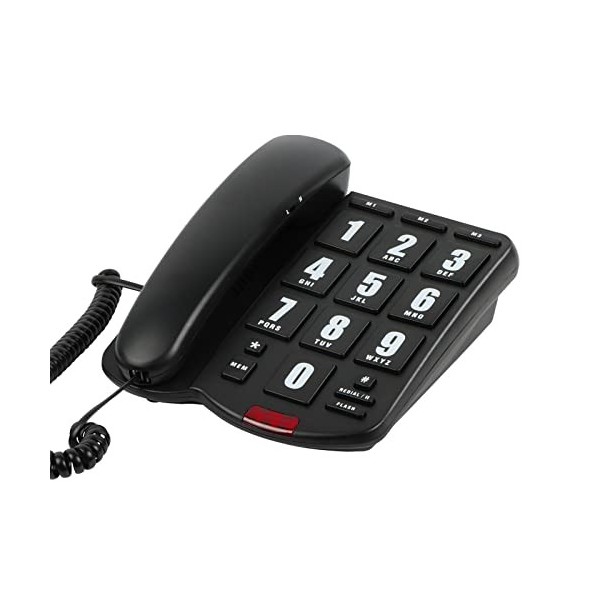 Téléphone Gros Bouton avec Volume Fort, Support téléphonique Fixe Uvital Volume réglable et Cadrans de Vitesse à Une Touche, 