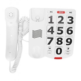 Téléphone à Gros Boutons pour Les Personnes âgées, téléphone Filaire à Gros Boutons pour Les Personnes malentendantes et malv
