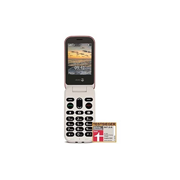 Doro - 6040 - Téléphone 2G à Clapet Débloqué pour Seniors - Grandes Touches - Touche dAssistance avec GPS - Socle Chargeur I