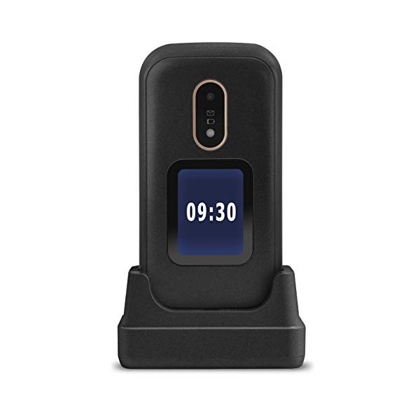 DORO - Doro 6060 - Téléphone 2G à Clapet Débloqué pour Seniors - Grandes Touches - Touche dAssistance avec GPS - Socle Charg