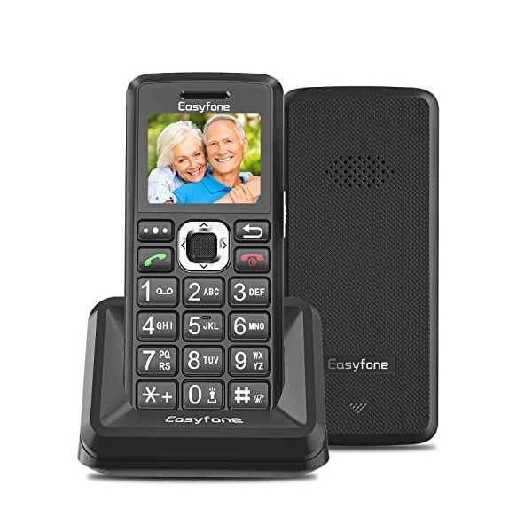 Easyfone T200 4G Téléphone Portable Senior Débloqué avec Grande Boutons, Bouton Dappel durgence SOS, Lampe de Poche et Stat