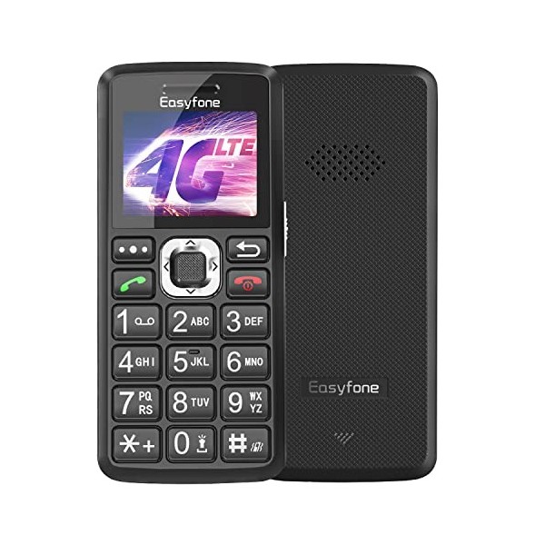 Easyfone T200 4G Téléphone Portable Senior Débloqué avec Grande Boutons, Bouton Dappel durgence SOS, Lampe de Poche et Stat