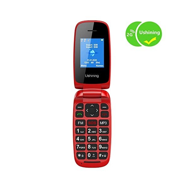 USHINING 3g Téléphone Portable Senior Clapet Débloqué avec Grandes Touches,  Téléphone pour Personnes âgées avec Haute Volume