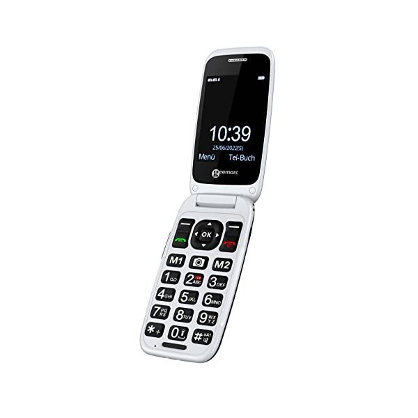 Geemarc CL8700 - Téléphone Mobile à Clapet 4G avec Gros Boutons, Fonction Géolocalisation et Touches Mémoire pour Personnes A