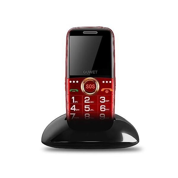 USHINING 2G Téléphone Portable Senior Débloqué avec Grandes Touches,  Basique Telephone Mobile pour Personne Agée, Bouton SOS, Dual-SIM, 800mAh
