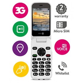 Doro 6620 Téléphone Portable 3G à Clapet Débloqué pour Seniors avec Grandes Touches, Touche dAssistance avec GPS et Socle Ch