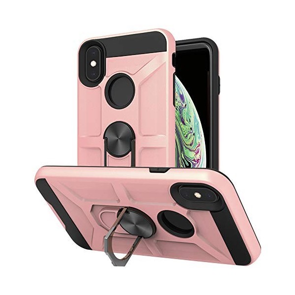 Cuoqing Coque iphone X, Coque iPhone XS + Verre trempé, Renforcée Défense Bumper Silicone Antichoc Armure Support Housse Etui