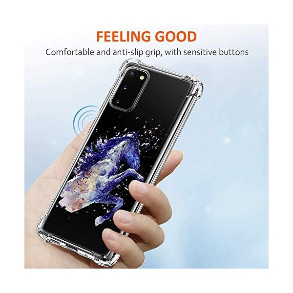 Oihxse Compatible pour Samsung Galaxy A41 Silicone Cover, Coque en Transparent TPU Doux Bumper Housse Coussin dair Protectio