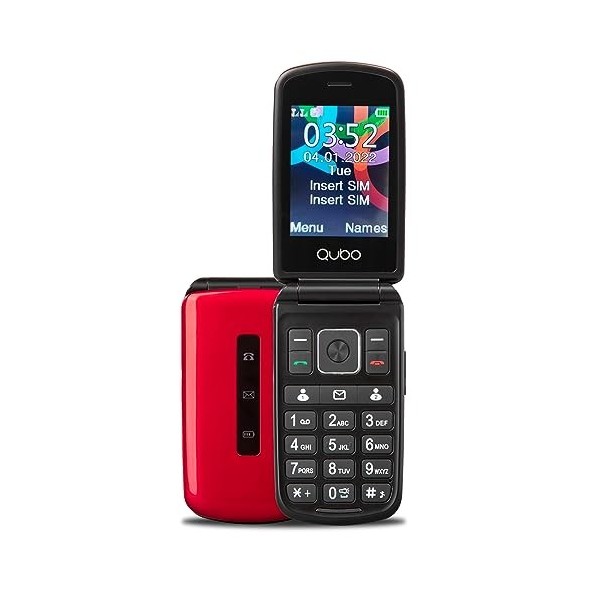 Qubo Flip Telefono per anziani GSM, Cellulare per anziani, Display da 2,8, Volume Alto, Funzione SOS, Supporto Dual SIM, Ch