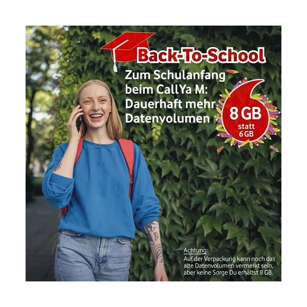 Vodafone Prepaid CallYa Allnet M | Maintenant Encore Plus de Go – 8 Go au Lieu de 6 Go de Volume de données | réseau 5G | Car